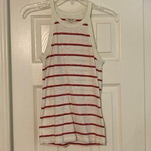 Madewell Red and White Striped Sleeveless Top